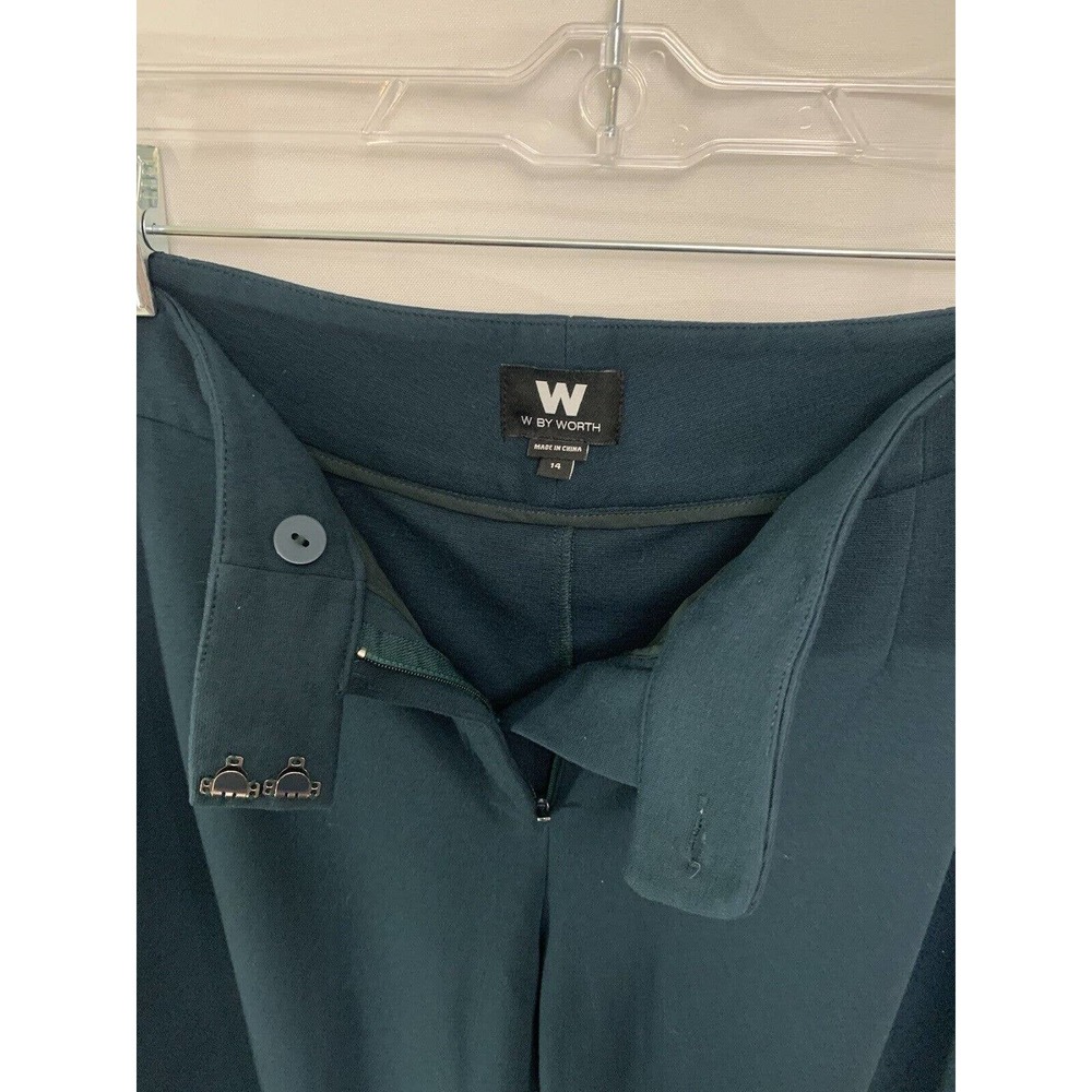 W by Worth Women’s Ponte Knit Mid Rise Boot Cut Leg Forest Green Trouser Size 14 - Picture 4 of 10